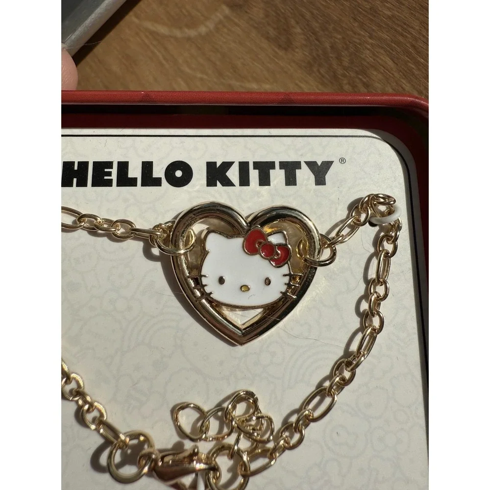 Hello Kitty Gold Tone Charm Bracelet‎ Sanrio Heart Y2K Coquette New in Tin